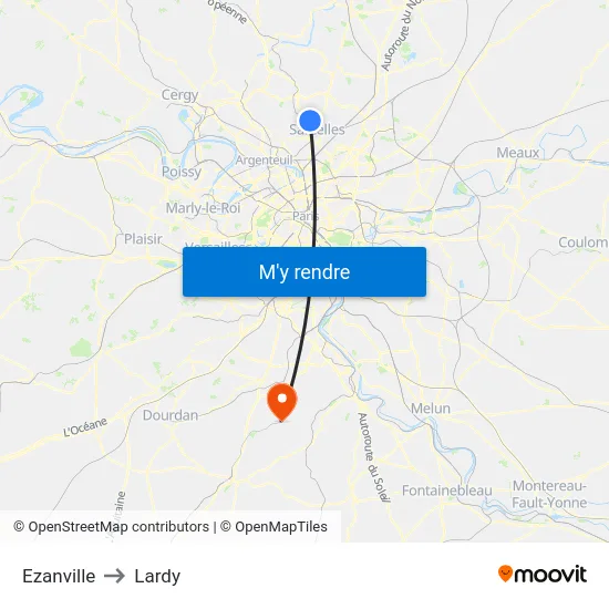 Ezanville to Lardy map