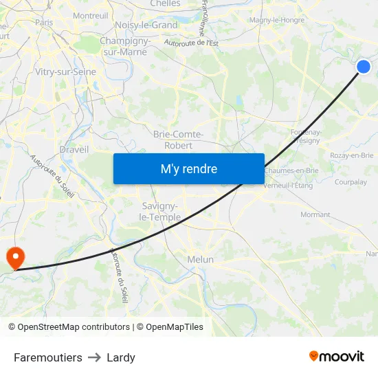 Faremoutiers to Lardy map