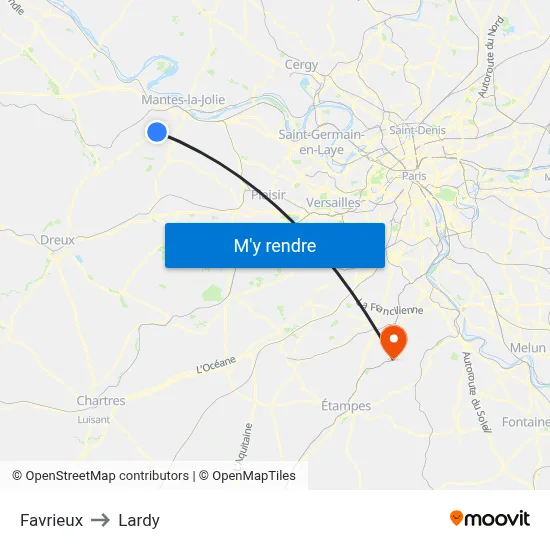 Favrieux to Lardy map