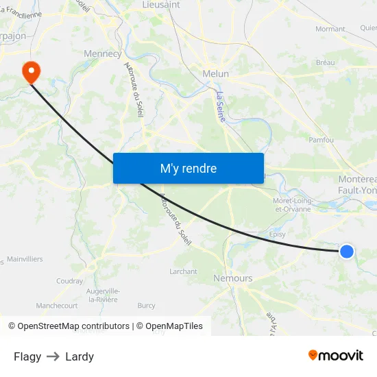 Flagy to Lardy map