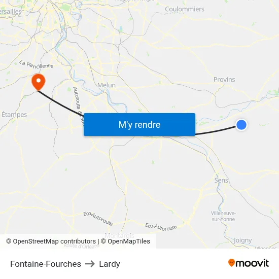 Fontaine-Fourches to Lardy map
