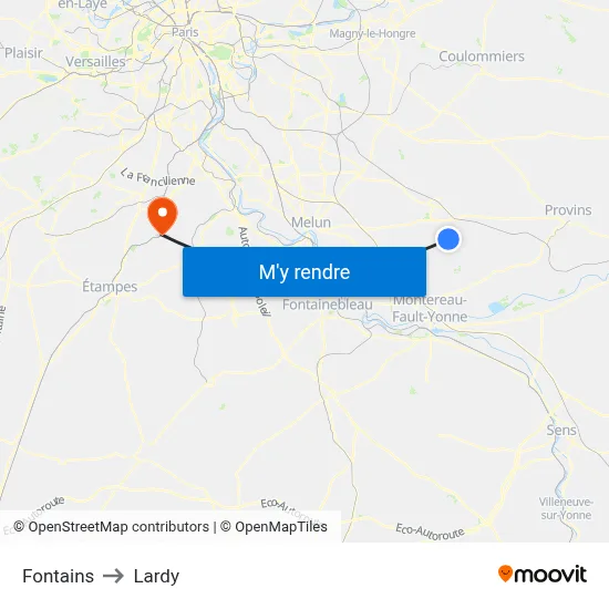 Fontains to Lardy map