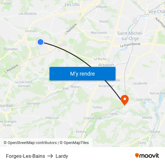 Forges-Les-Bains to Lardy map