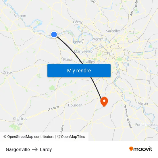 Gargenville to Lardy map