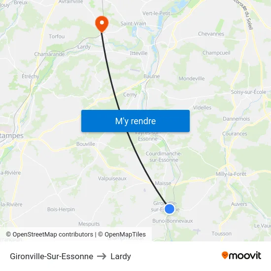 Gironville-Sur-Essonne to Lardy map