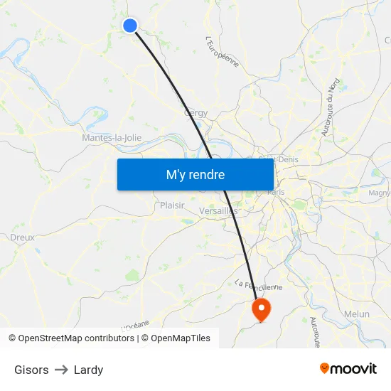 Gisors to Lardy map