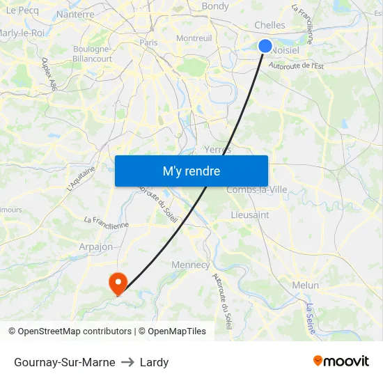 Gournay-Sur-Marne to Lardy map