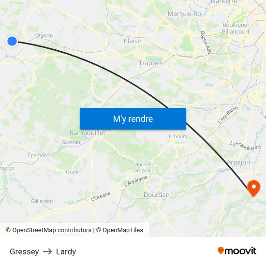 Gressey to Lardy map