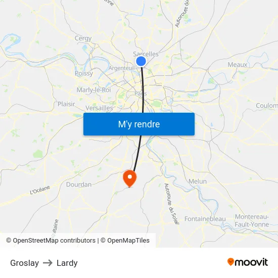 Groslay to Lardy map