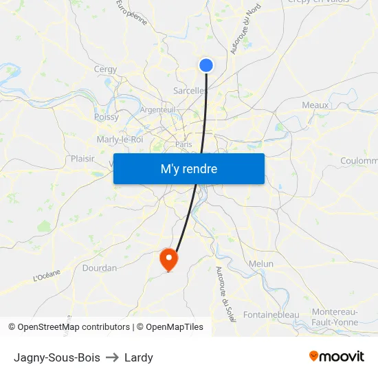 Jagny-Sous-Bois to Lardy map