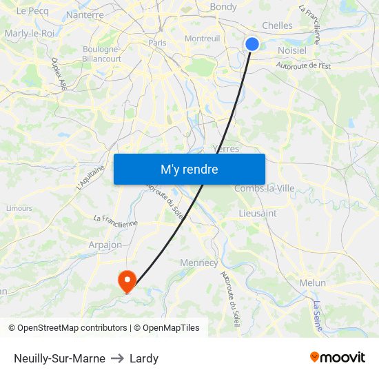 Neuilly-Sur-Marne to Lardy map