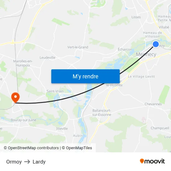 Ormoy to Lardy map