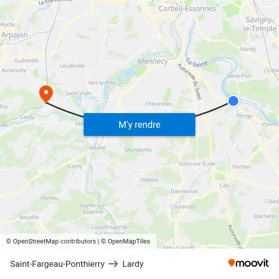 Saint-Fargeau-Ponthierry to Lardy map