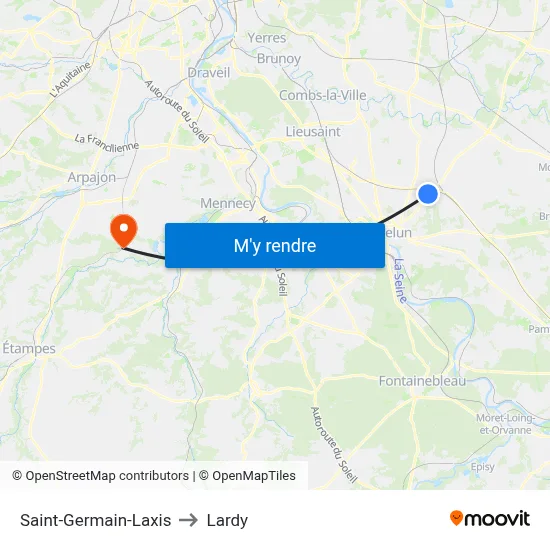 Saint-Germain-Laxis to Lardy map