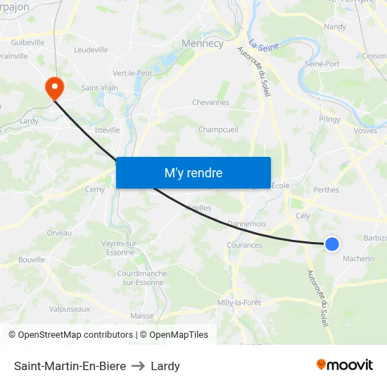 Saint-Martin-En-Biere to Lardy map