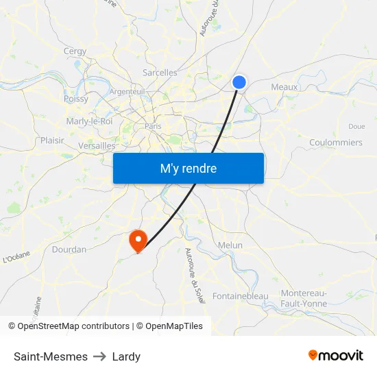 Saint-Mesmes to Lardy map