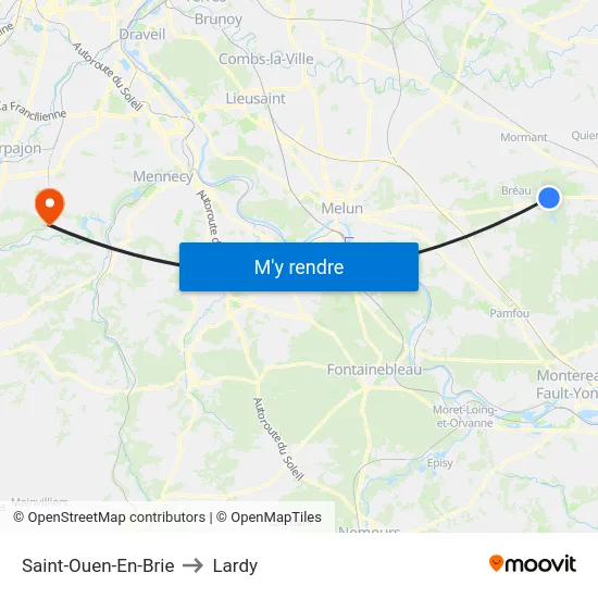 Saint-Ouen-En-Brie to Lardy map