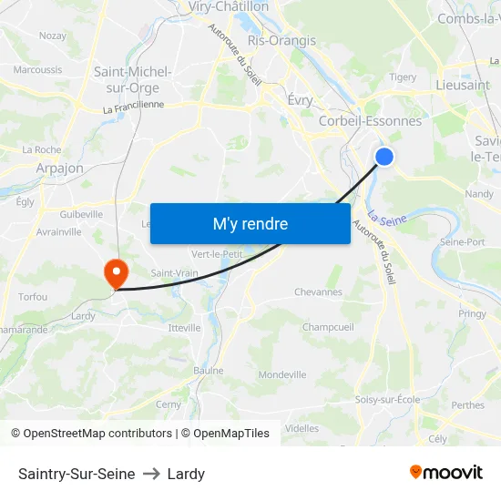 Saintry-Sur-Seine to Lardy map