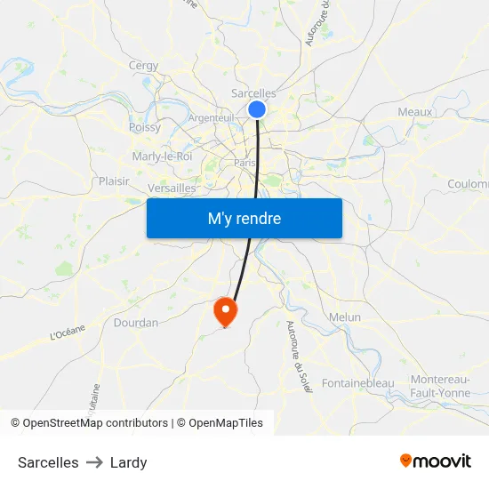 Sarcelles to Lardy map