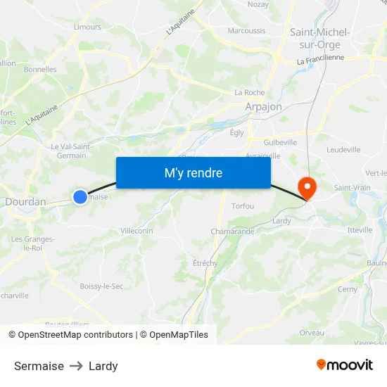 Sermaise to Lardy map