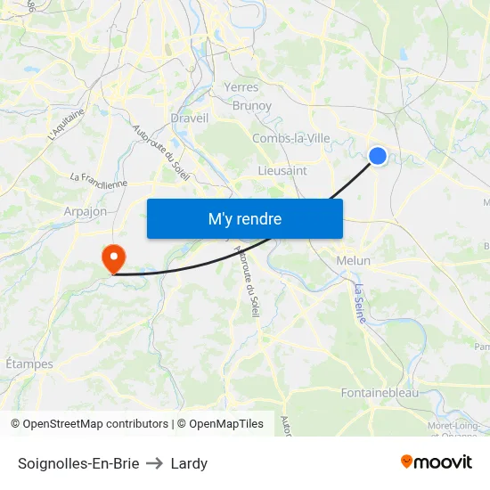 Soignolles-En-Brie to Lardy map