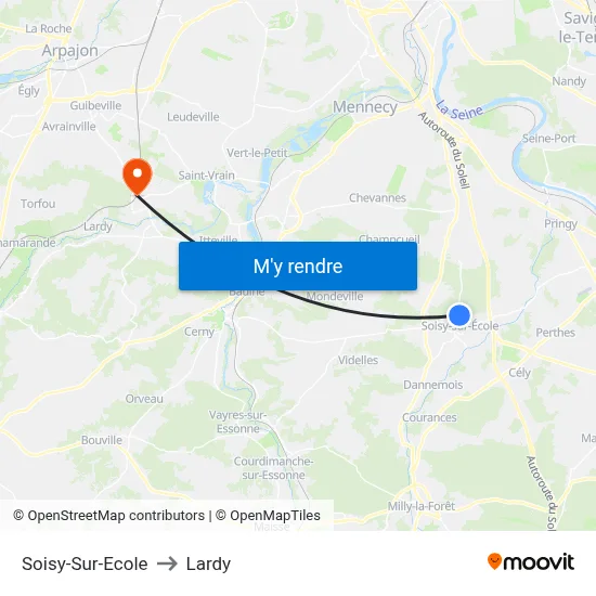 Soisy-Sur-Ecole to Lardy map