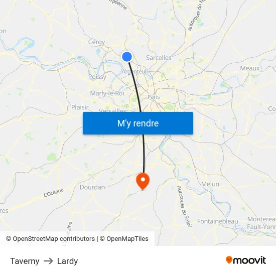 Taverny to Lardy map