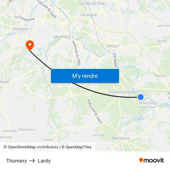 Thomery to Lardy map