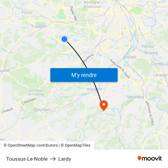 Toussus-Le-Noble to Lardy map