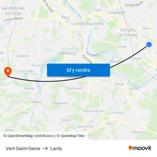 Vert-Saint-Denis to Lardy map