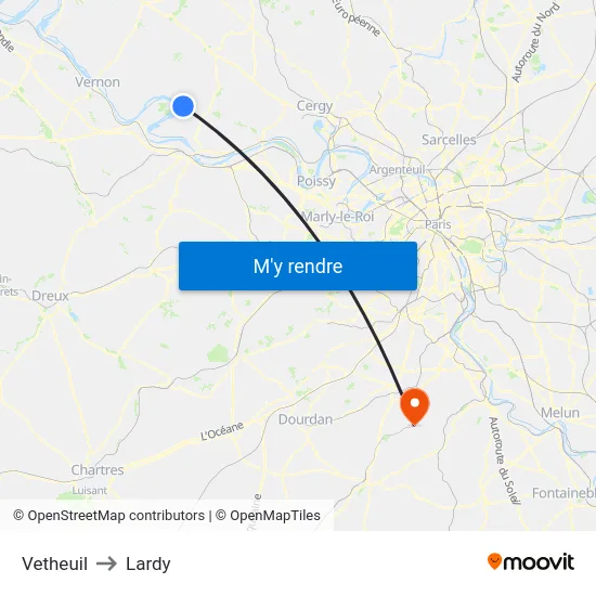 Vetheuil to Lardy map