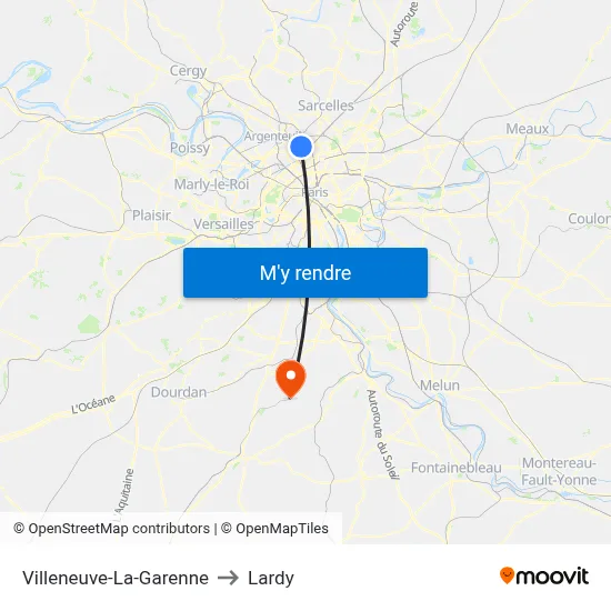 Villeneuve-La-Garenne to Lardy map