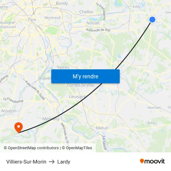 Villiers-Sur-Morin to Lardy map