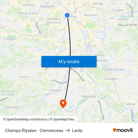 Champs-Élysées - Clemenceau to Lardy map