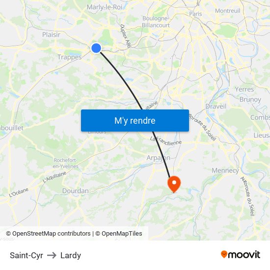 Saint-Cyr to Lardy map