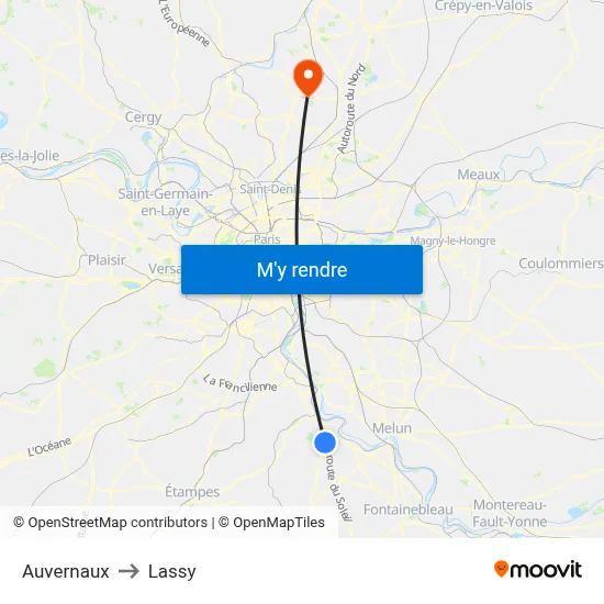 Auvernaux to Lassy map
