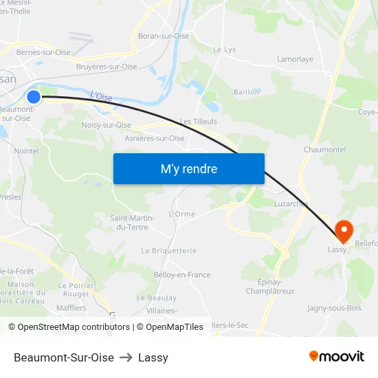 Beaumont-Sur-Oise to Lassy map