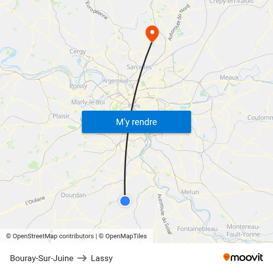 Bouray-Sur-Juine to Lassy map