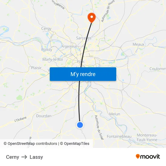 Cerny to Lassy map