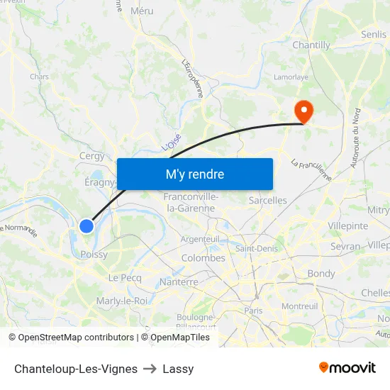 Chanteloup-Les-Vignes to Lassy map