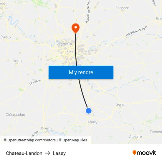 Chateau-Landon to Lassy map