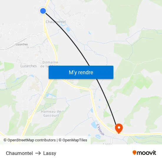 Chaumontel to Lassy map