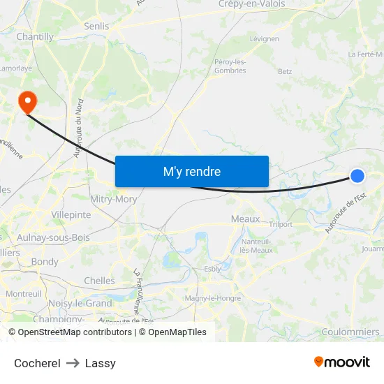 Cocherel to Lassy map
