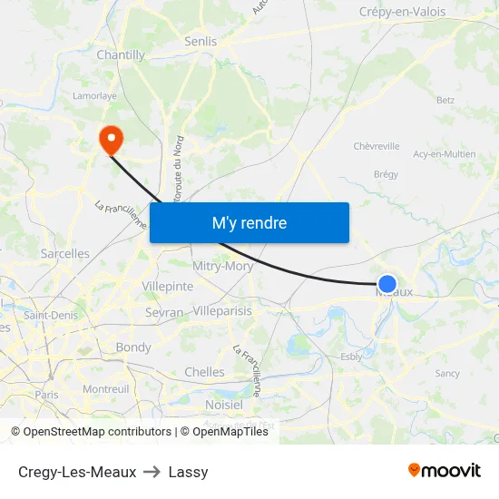 Cregy-Les-Meaux to Lassy map