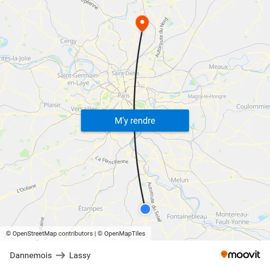 Dannemois to Lassy map