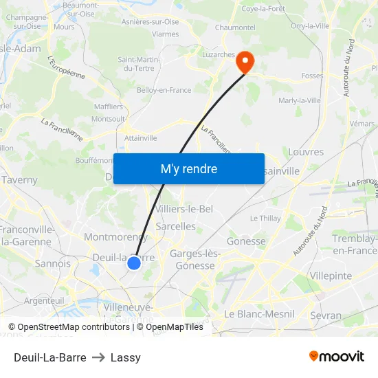 Deuil-La-Barre to Lassy map