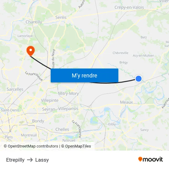 Etrepilly to Lassy map