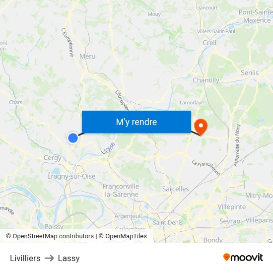 Livilliers to Lassy map