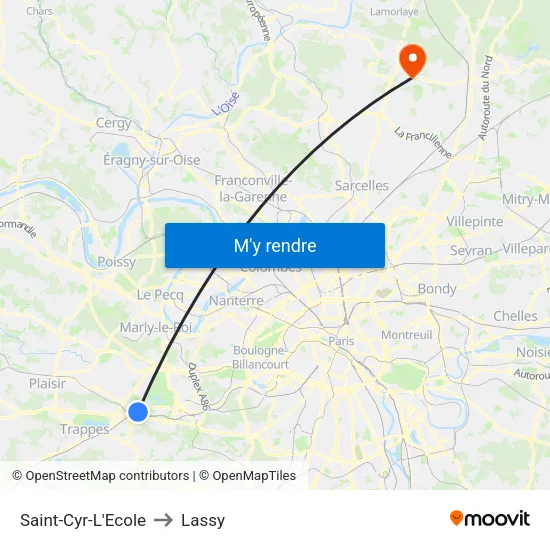 Saint-Cyr-L'Ecole to Lassy map