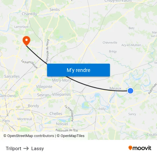 Trilport to Lassy map